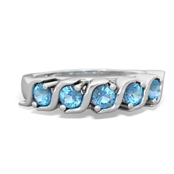 Blue Topaz Anniversary Band 14K White Gold ring R2089