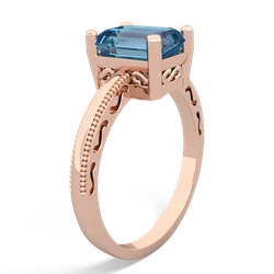 Blue Topaz Milgrain Scroll 14K Rose Gold ring R2338