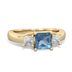 Blue Topaz Three Stone Trellis 14K Yellow Gold ring R4015