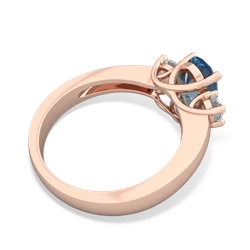 Blue Topaz Diamond Three Stone Oval Trellis 14K Rose Gold ring R4024