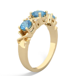 Blue Topaz Hugs And Kisses 14K Yellow Gold ring R5016