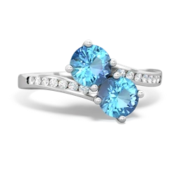 Blue Topaz Channel Set Two Stone 14K White Gold ring R5303