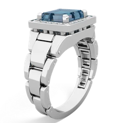 Blue Topaz Men's Watch 14K White Gold ring R0510