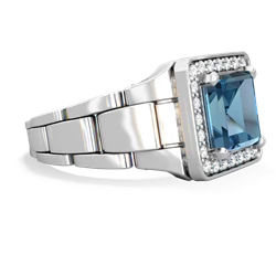 Blue Topaz Men's Watch 14K White Gold ring R0510