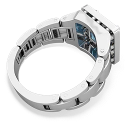 Blue Topaz Men's Watch 14K White Gold ring R0510