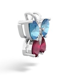 Blue Topaz Butterfly 14K White Gold pendant P2215