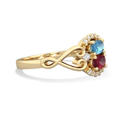 Blue Topaz Love Nest 14K Yellow Gold ring R5860