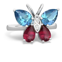 Blue Topaz Butterfly 14K White Gold ring R2215