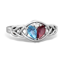 Blue Topaz Celtic Love Knot 14K White Gold ring R5420