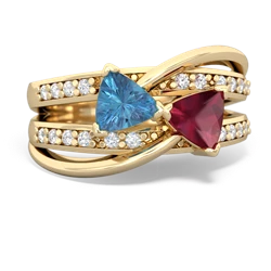 Blue Topaz Bowtie 14K Yellow Gold ring R2360