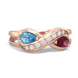 Blue Topaz Diamond Infinity 14K Rose Gold ring R5390