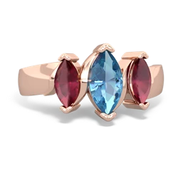 Blue Topaz Three Peeks 14K Rose Gold ring R2433