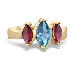 Blue Topaz Three Peeks 14K Yellow Gold ring R2433