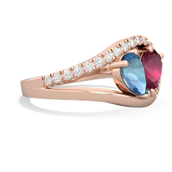 Blue Topaz Nestled Heart Keepsake 14K Rose Gold ring R5650