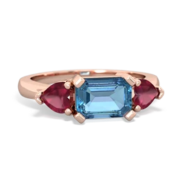 Blue Topaz Three Stone 14K Rose Gold ring R5235