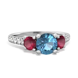 Blue Topaz Pave Trellis 14K White Gold ring R5500