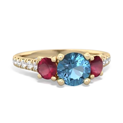 Blue Topaz Pave Trellis 14K Yellow Gold ring R5500