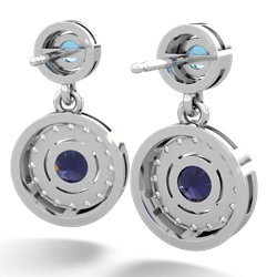 Blue Topaz Halo Dangle 14K White Gold earrings E5319