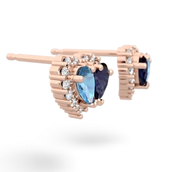 Blue Topaz Halo 14K Rose Gold earrings E7008