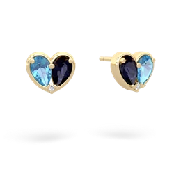 Blue Topaz 'Our Heart' 14K Yellow Gold earrings E5072