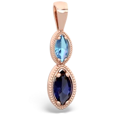 Blue Topaz Antique-Style Halo 14K Rose Gold pendant P5700