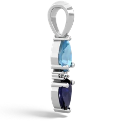 Blue Topaz Bowtie Drop 14K White Gold pendant P0865