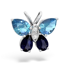 Blue Topaz Butterfly 14K White Gold pendant P2215