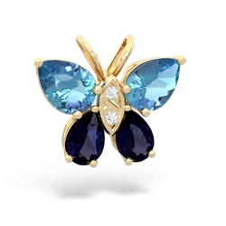 Blue Topaz Butterfly 14K Yellow Gold pendant P2215