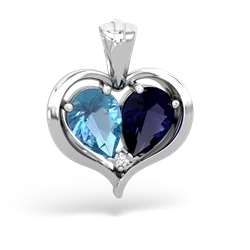 Blue Topaz Two Become One 14K White Gold pendant P5330