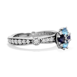 Blue Topaz Sparkling Tiara Cluster 14K White Gold ring R26293RD