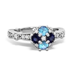 Blue Topaz Sparkling Tiara Cluster 14K White Gold ring R26293RD