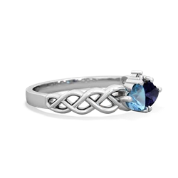 Blue Topaz Heart To Heart Braid 14K White Gold ring R5870