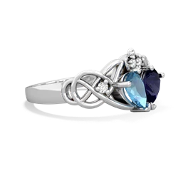 Blue Topaz 'One Heart' Celtic Knot Claddagh 14K White Gold ring R5322