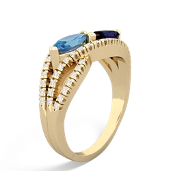 Blue Topaz Diamond Rivers 14K Yellow Gold ring R3070