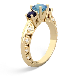 Blue Topaz Art Deco Eternal Embrace Engagement 14K Yellow Gold ring C2003