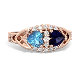 Blue Topaz Sparkling Celtic Knot 14K Rose Gold ring R2645