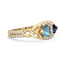 Blue Topaz Sparkling Celtic Knot 14K Yellow Gold ring R2645