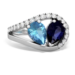 Blue Topaz Nestled Heart Keepsake 14K White Gold ring R5650