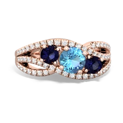 Blue Topaz Three Stone Aurora 14K Rose Gold ring R3080