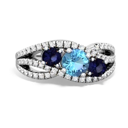 Blue Topaz Three Stone Aurora 14K White Gold ring R3080