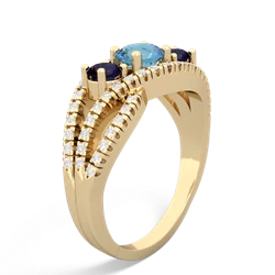 Blue Topaz Three Stone Aurora 14K Yellow Gold ring R3080