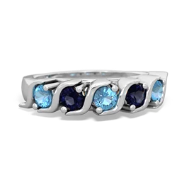 Blue Topaz Anniversary Band 14K White Gold ring R2089