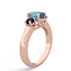 Blue Topaz Three Stone Oval Trellis 14K Rose Gold ring R4024