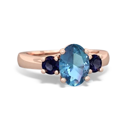 Blue Topaz Three Stone Oval Trellis 14K Rose Gold ring R4024