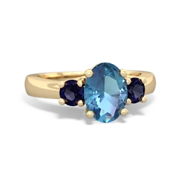 Blue Topaz Three Stone Oval Trellis 14K Yellow Gold ring R4024