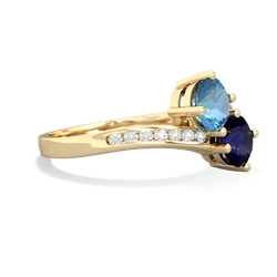 Blue Topaz Channel Set Two Stone 14K Yellow Gold ring R5303