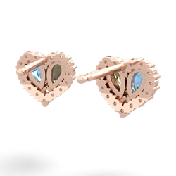 Blue Topaz Halo 14K Rose Gold earrings E7008