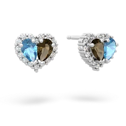 Blue Topaz Halo 14K White Gold earrings E7008