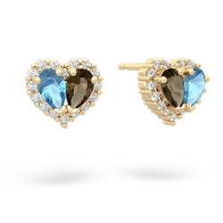 Blue Topaz Halo 14K Yellow Gold earrings E7008