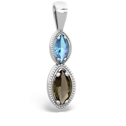 Blue Topaz Antique-Style Halo 14K White Gold pendant P5700